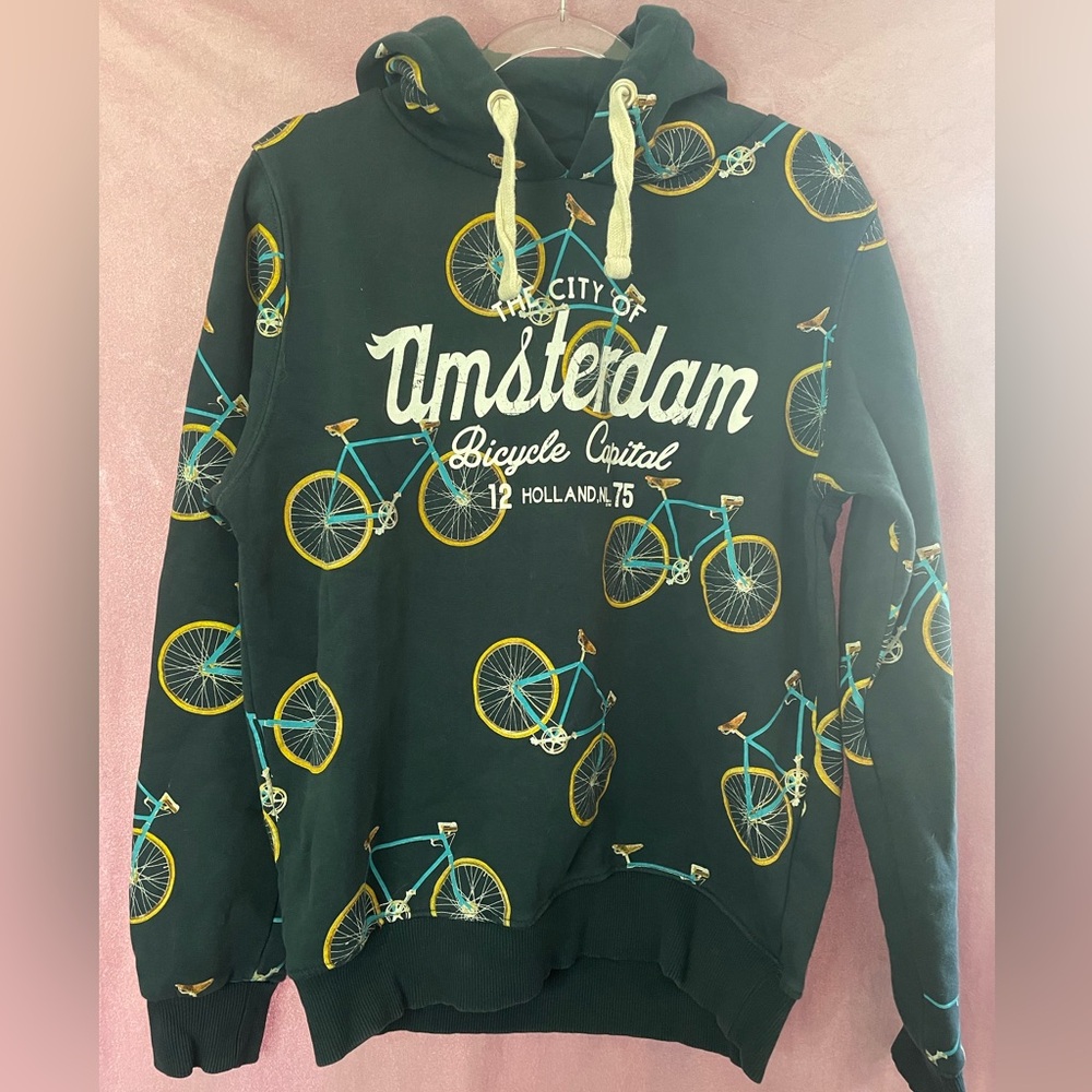 Fox Amsterdam Bicycle Graphic Hoodie - Navy and Yellow